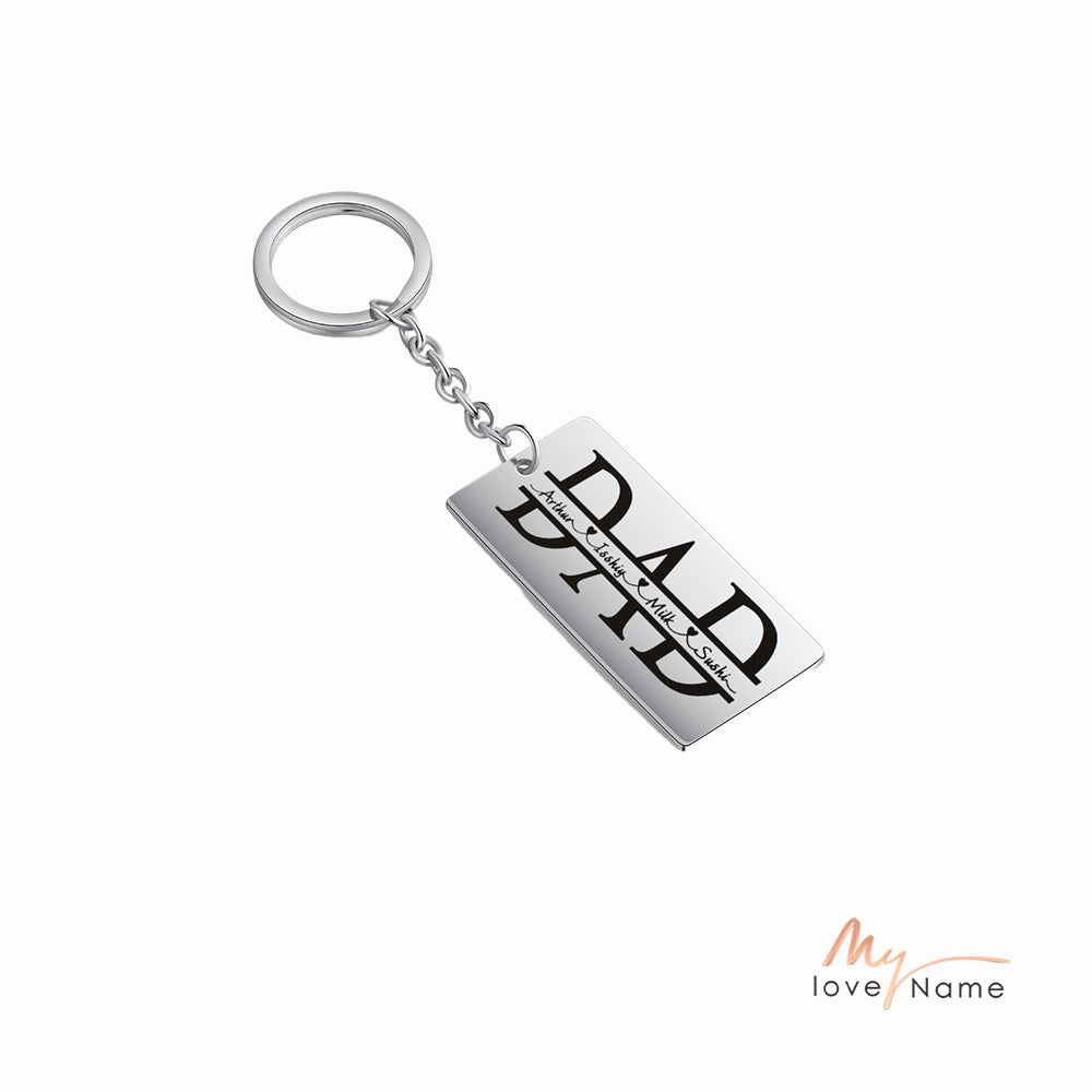 Personalized Stainless Steel Mom and Dad Keychain