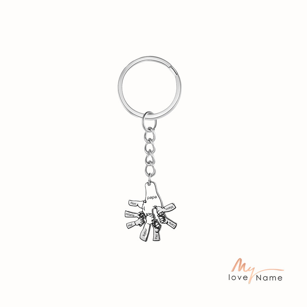 Custom Father and Child Hand Keychain