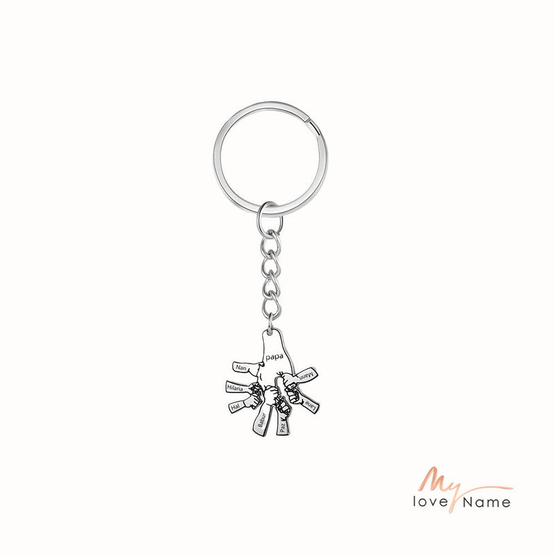 Custom Father and Child Hand Keychain