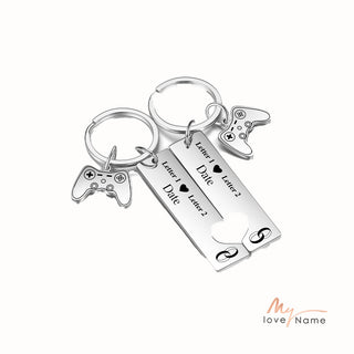 Custom Letter Stainless Steel Heart Shaped Couple Keychain