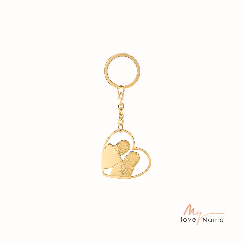 Custom Heart Keychain with Sister
