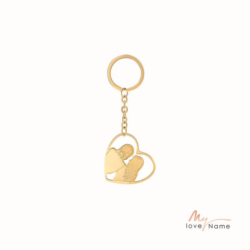 Custom Heart Keychain with Sister