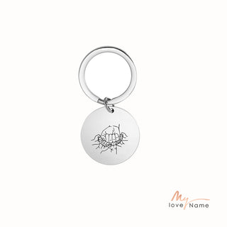 Custom Family Name Keychian with Father and Child Hand