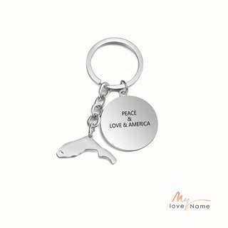 Personalized Stainless Steel Map Customization Keychain