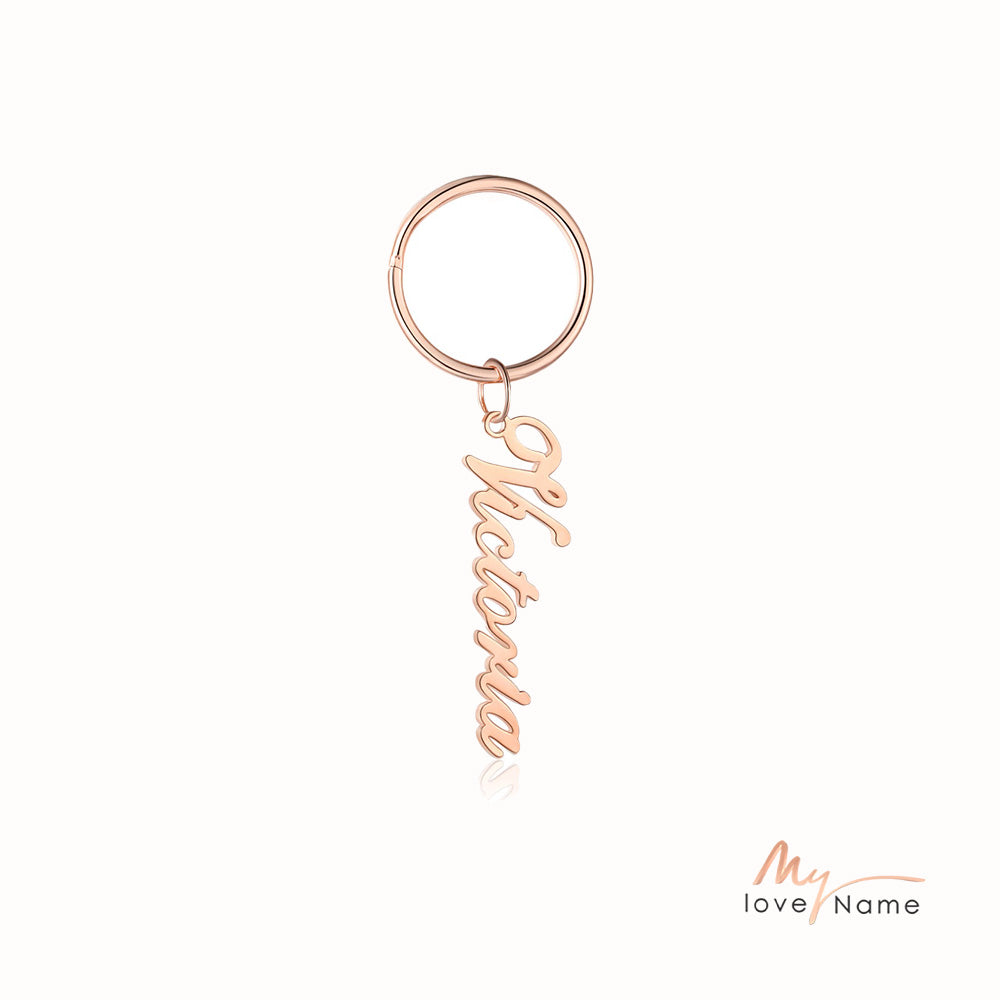 Personalized Rhodium Plated Name Keychain