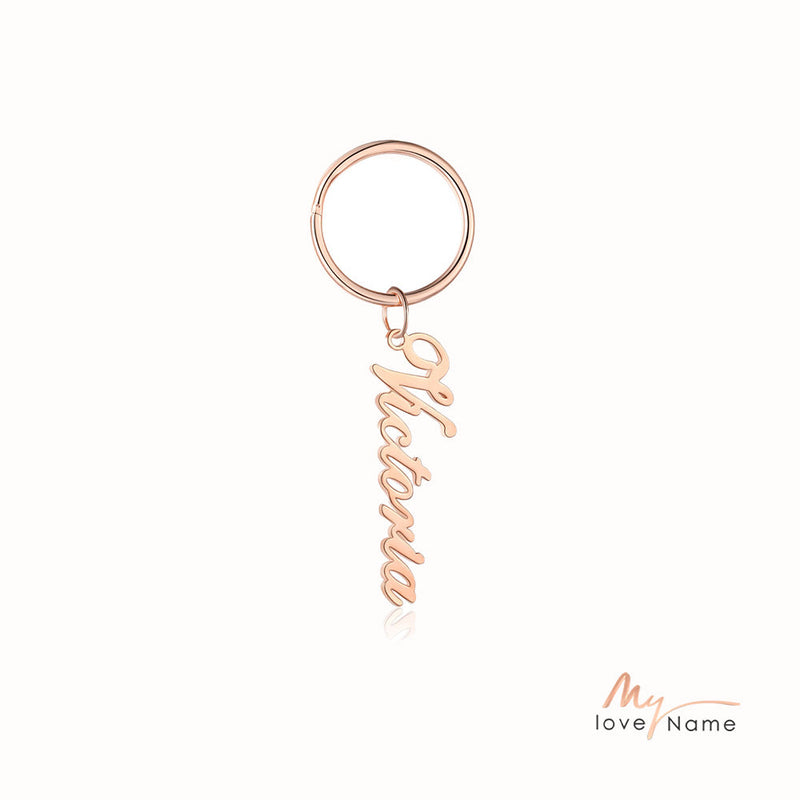 Personalized Rhodium Plated Name Keychain