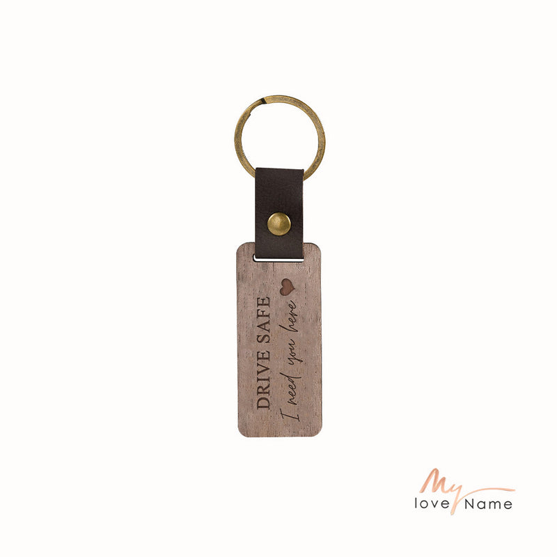 Custom Text Walnut Keychain