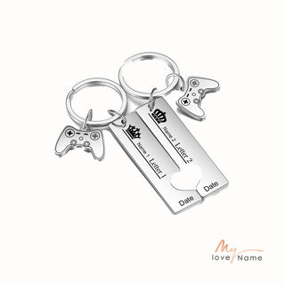 Custom Name Stainless Steel Crown Couple Keychain