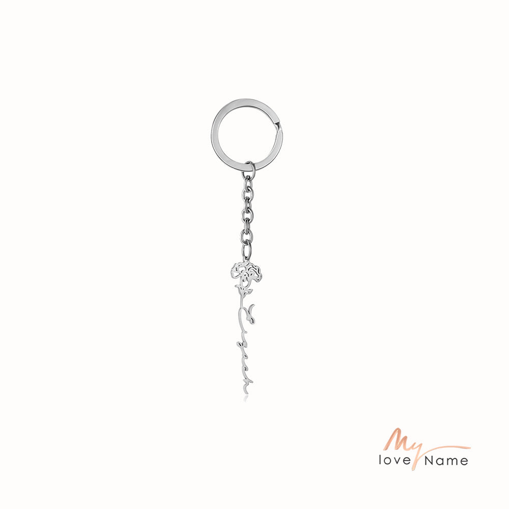 Custom Name Birthflower Keychain