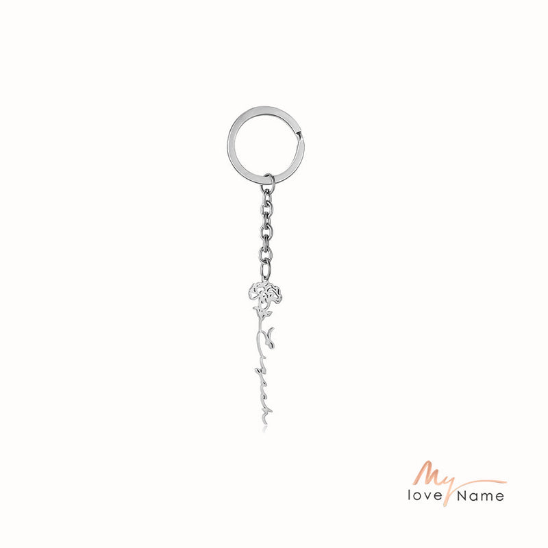 Custom Name Birthflower Keychain