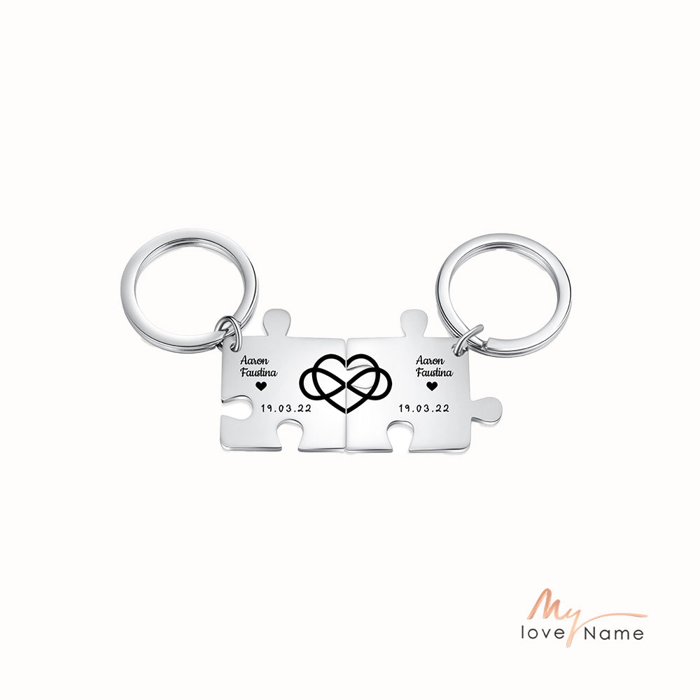 Custom Puzzle Couple Keychain