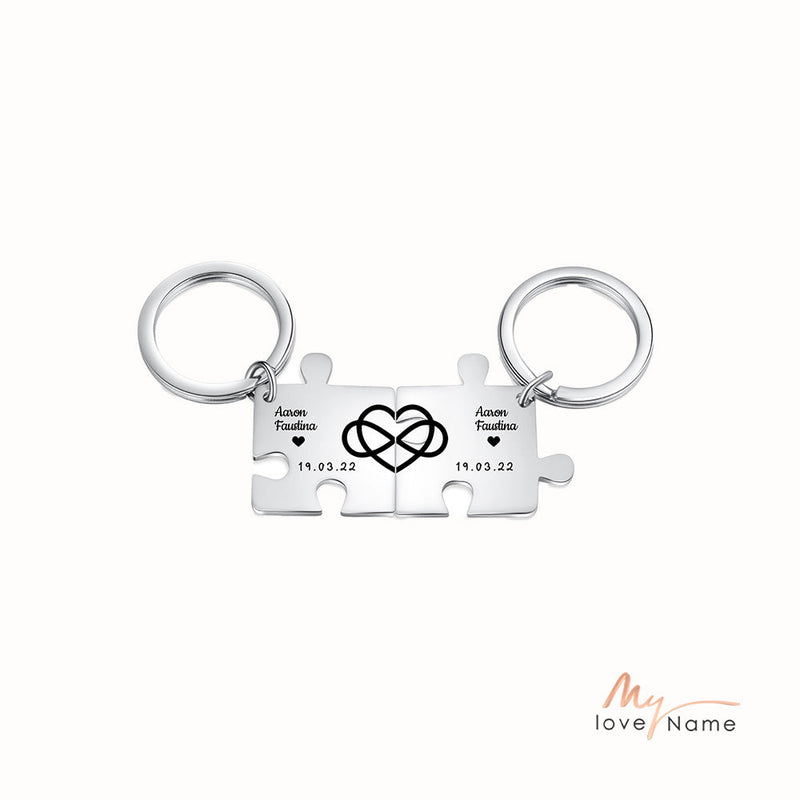 Custom Puzzle Couple Keychain