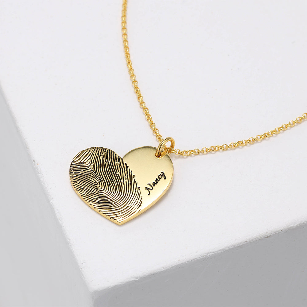 Personalized 25mm Heart-shaped fingerprint necklace