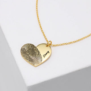 Personalized 25mm Heart-shaped fingerprint necklace