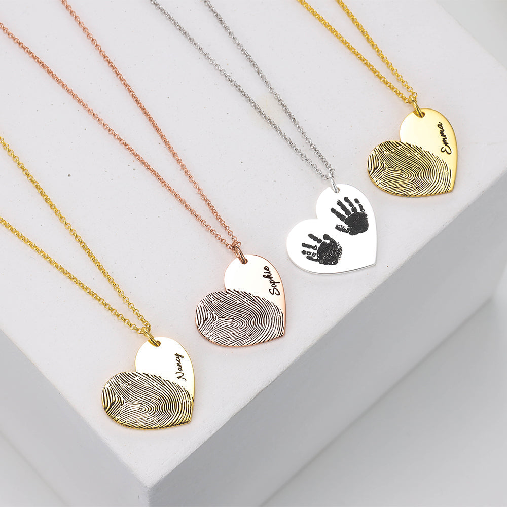 Personalized 25mm Heart-shaped fingerprint necklace