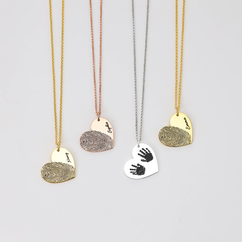 Personalized 25mm Heart-shaped fingerprint necklace