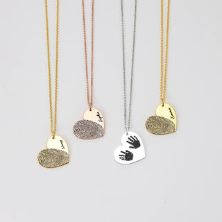 Personalized 25mm Heart-shaped fingerprint necklace