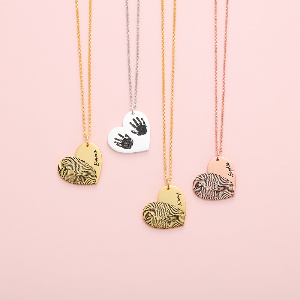Personalized 25mm Heart-shaped fingerprint necklace
