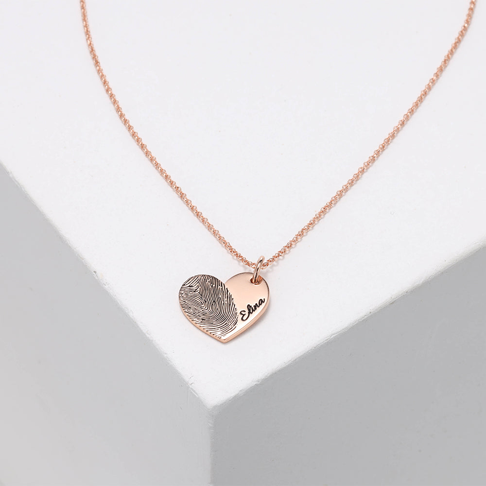 Personalized Fingerprint 18mm Heart Necklace