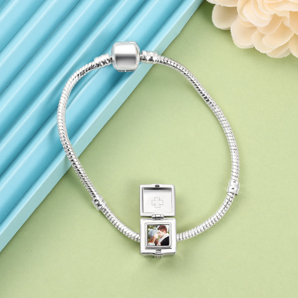 Custom Photo Gift Box Shape Bracelet Charm