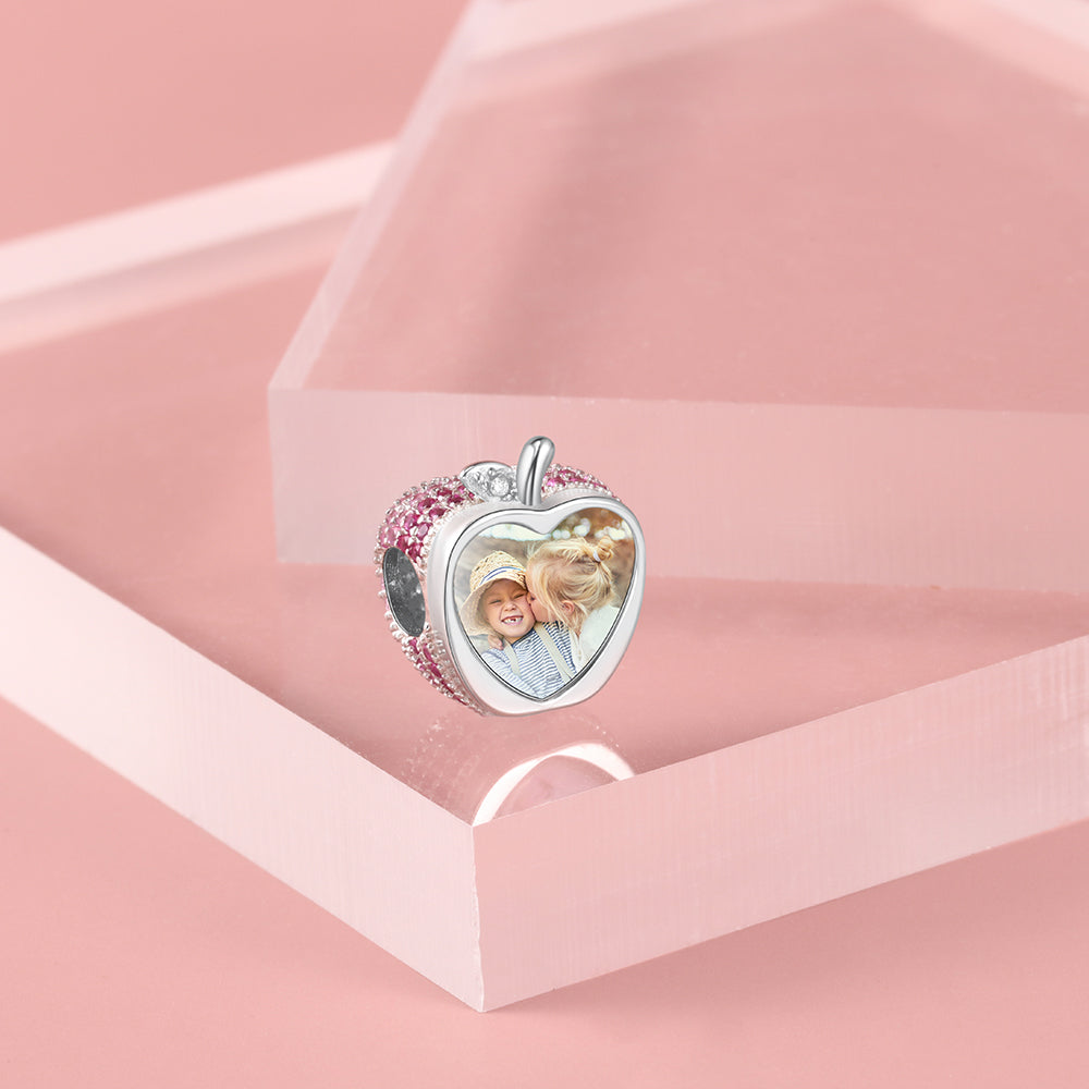 Custom Photo Apple Shape Bracelet Charm