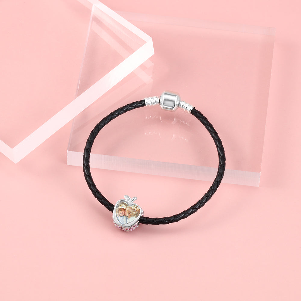 Custom Photo Apple Shape Bracelet Charm