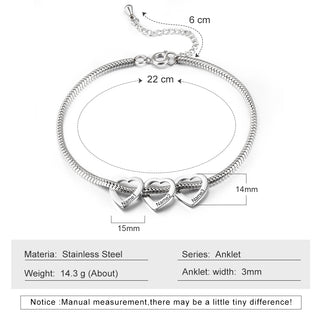 Stainless Steel Heart Shaped Anklet
