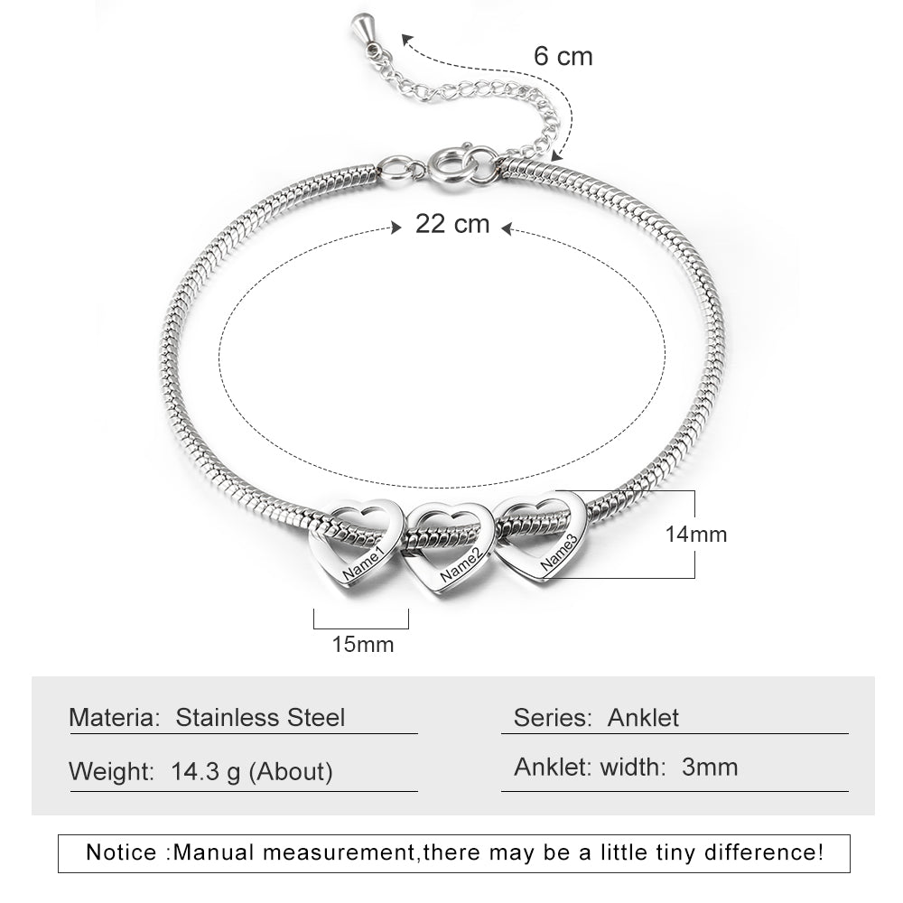 Stainless Steel Heart Shaped Anklet
