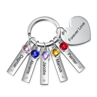Stainless Steel Bar Heart Shape Engraved Name Keychain