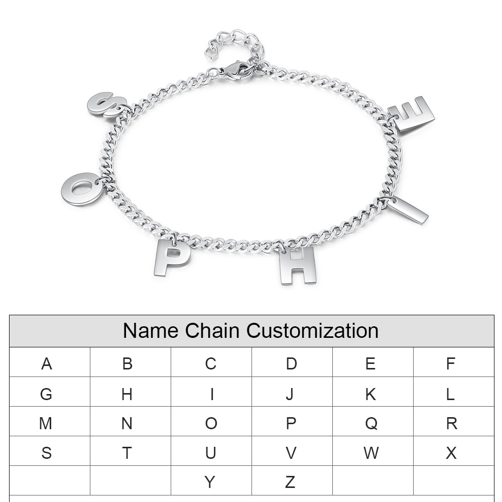 Personalized Stainless Steel Letter Bracelet