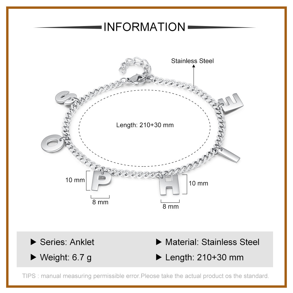 Personalized Stainless Steel Letter Bracelet
