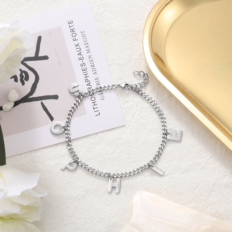 Personalized Stainless Steel Letter Bracelet