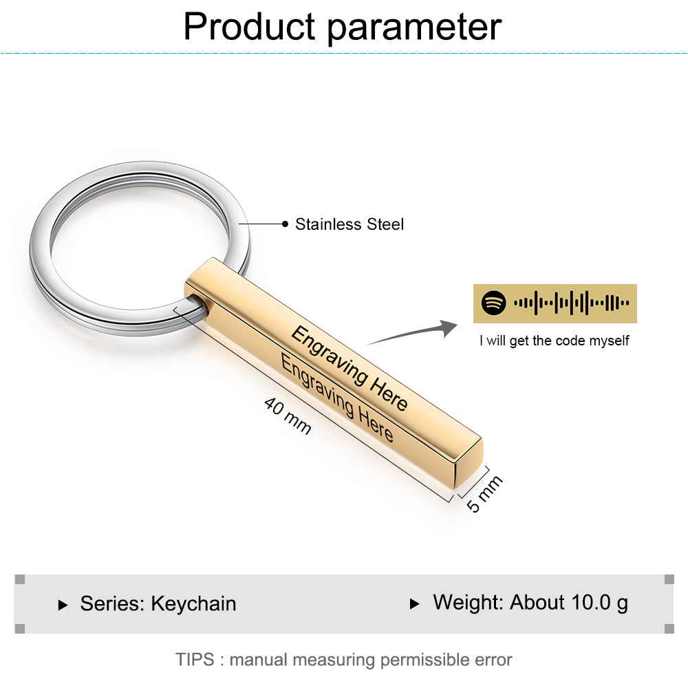 Personalized Spotify Code Customization Stainless Steel Keychain