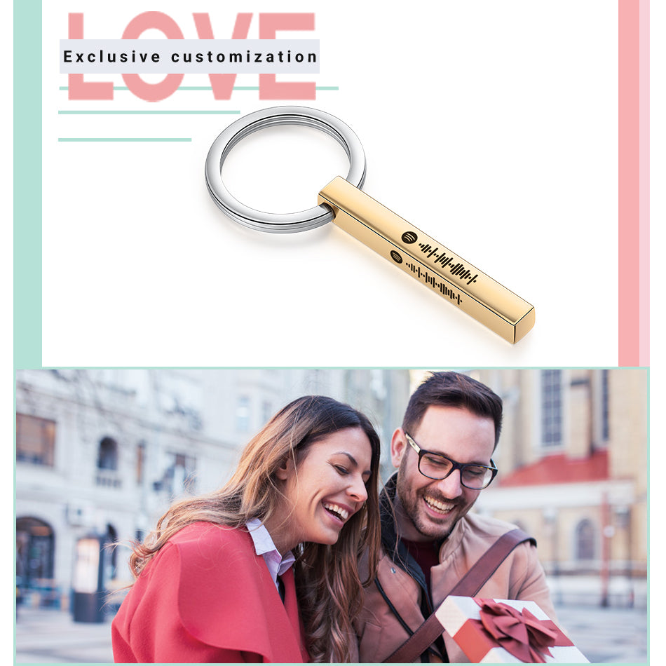 Personalized Spotify Code Customization Stainless Steel Keychain