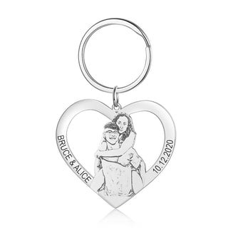 Personalized Rhodium Plated Photo Keychain