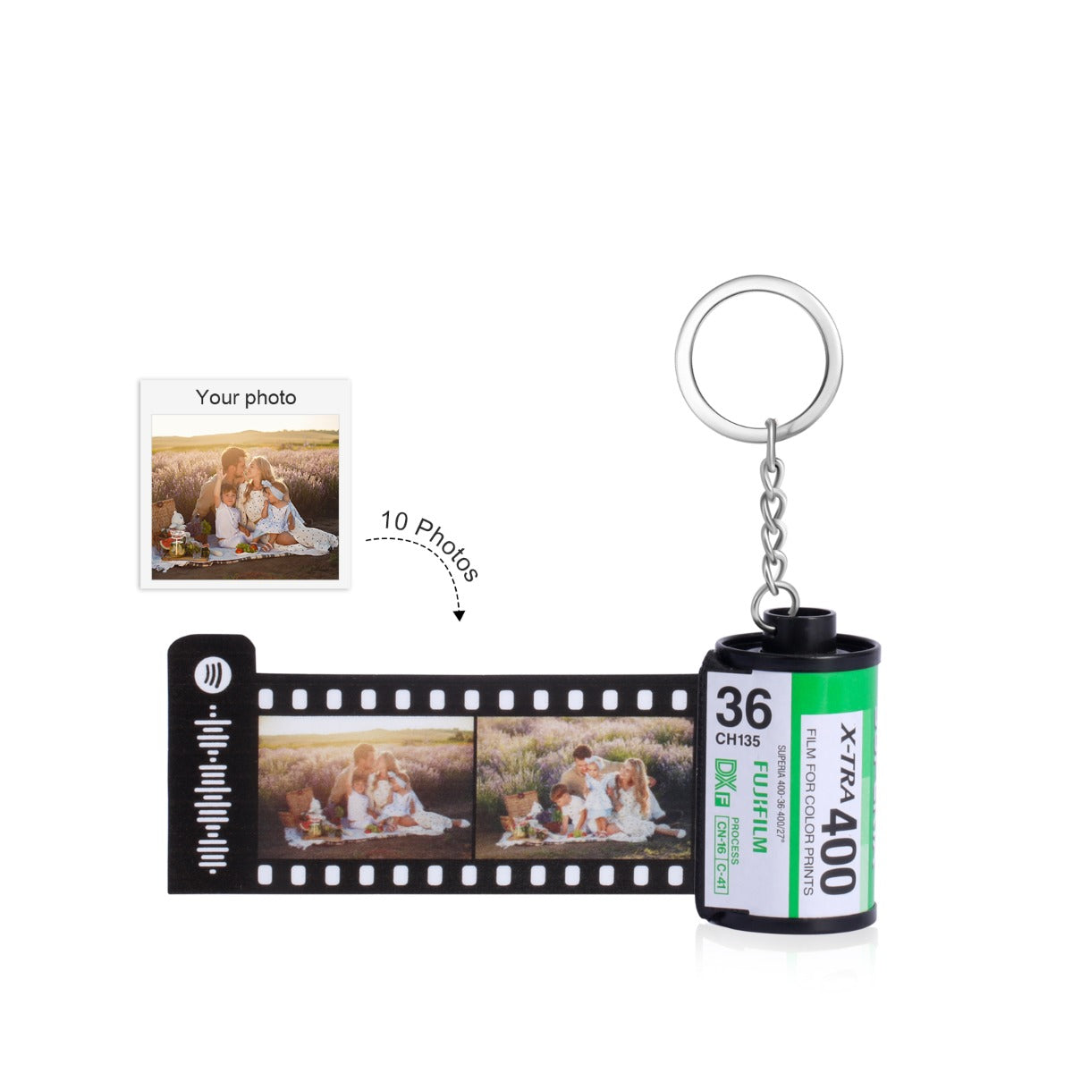 Personalized Plastic Memory Camera Roll Spotify Code Keychain