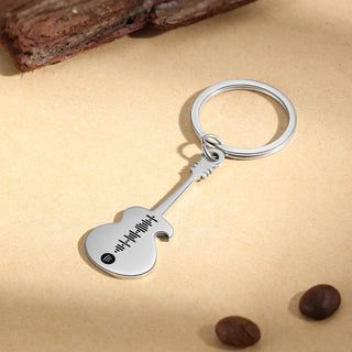 Personalized Stainless Steel Guitar Keychain
