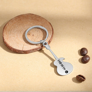 Personalized Stainless Steel Guitar Keychain
