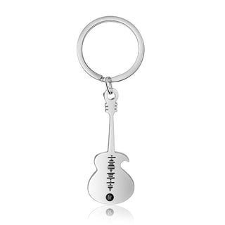 Personalized Stainless Steel Guitar Keychain