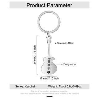 Personalized Stainless Steel Guitar Keychain