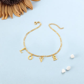 Personalized Rhodium Plated Letter Anklet