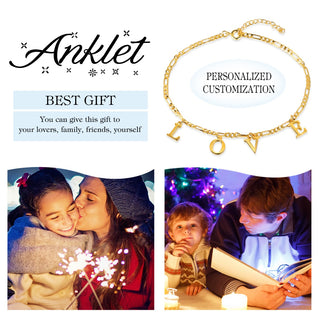 Personalized Rhodium Plated Letter Anklet