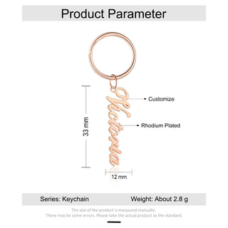 Personalized Rhodium Plated Name Keychain