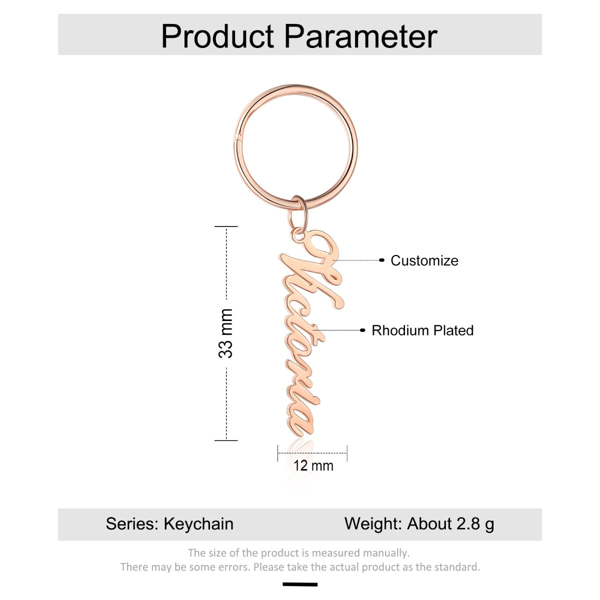 Personalized Rhodium Plated Name Keychain