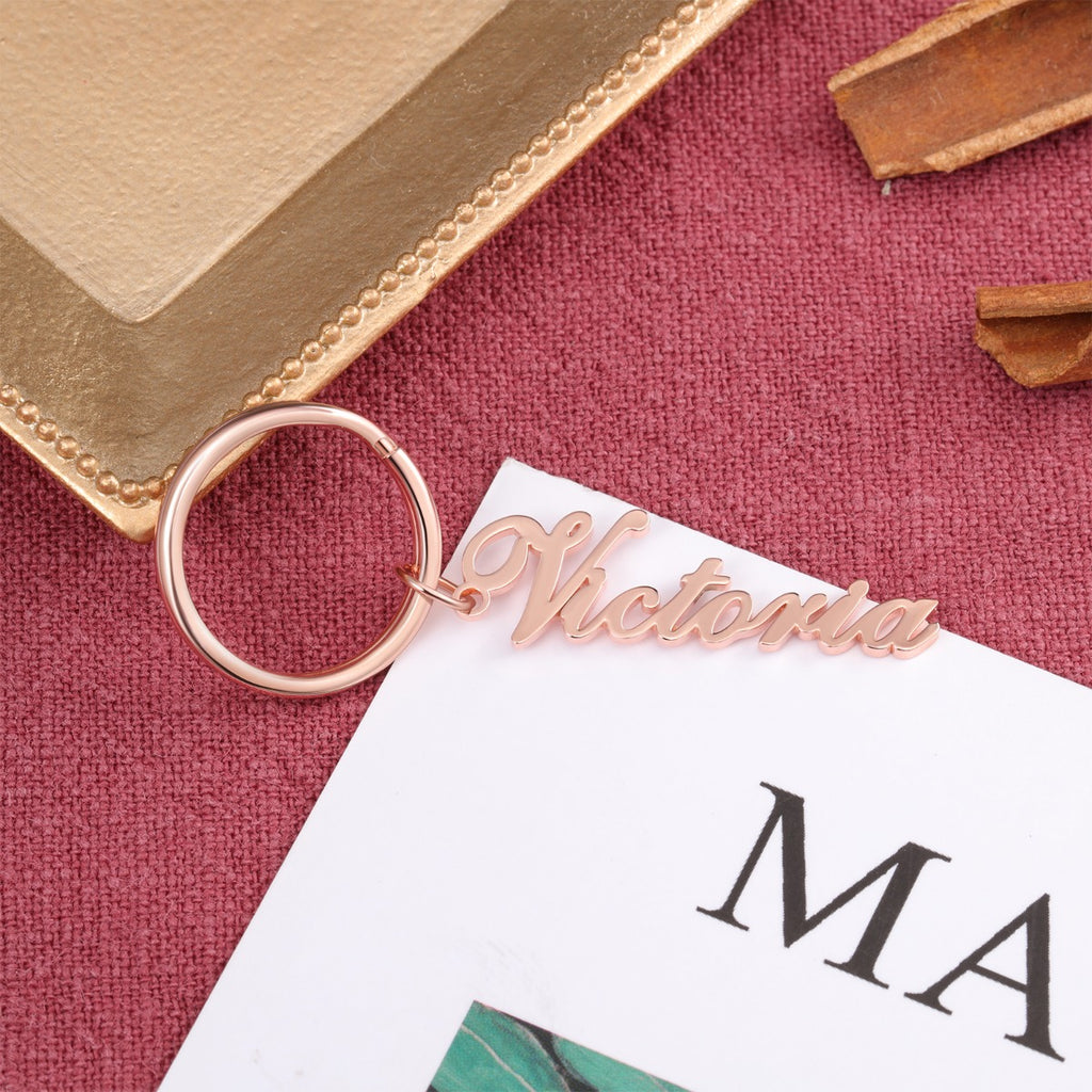 Personalized Rhodium Plated Name Keychain