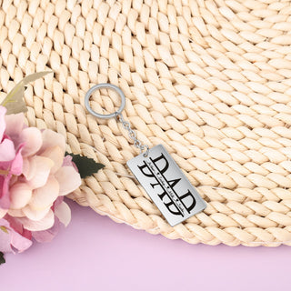 Personalized Stainless Steel Mom and Dad Keychain