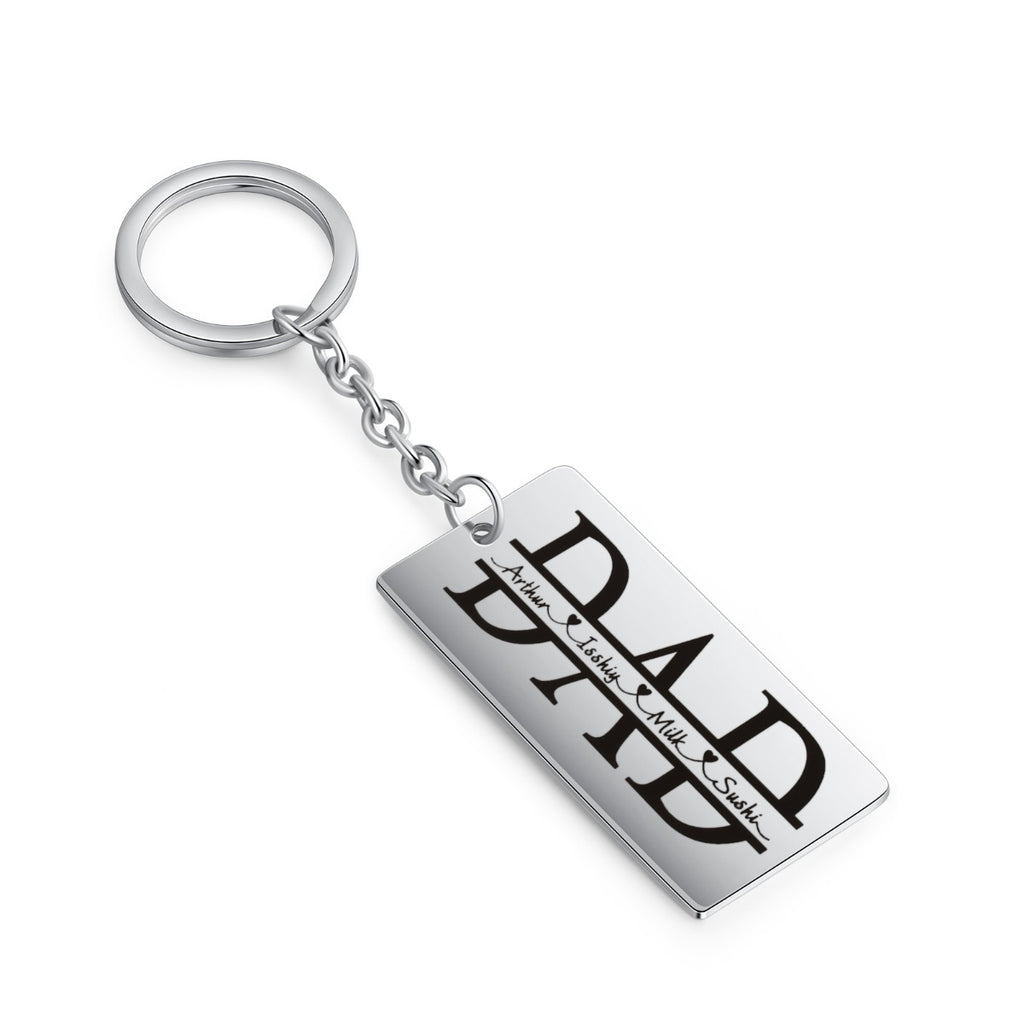 Personalized Stainless Steel Mom and Dad Keychain