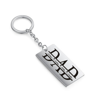Personalized Stainless Steel Mom and Dad Keychain