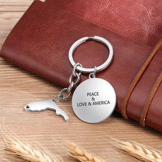 Personalized Stainless Steel Map Customization Keychain
