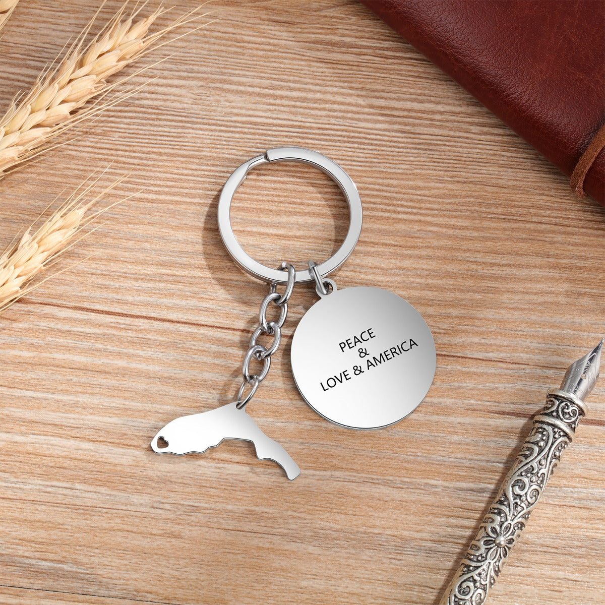 Personalized Stainless Steel Map Customization Keychain